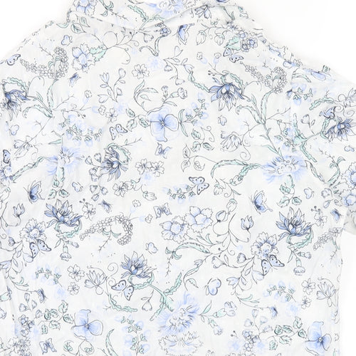EWM Womens White Geometric Cotton Basic Button-Up Size 10 Collared