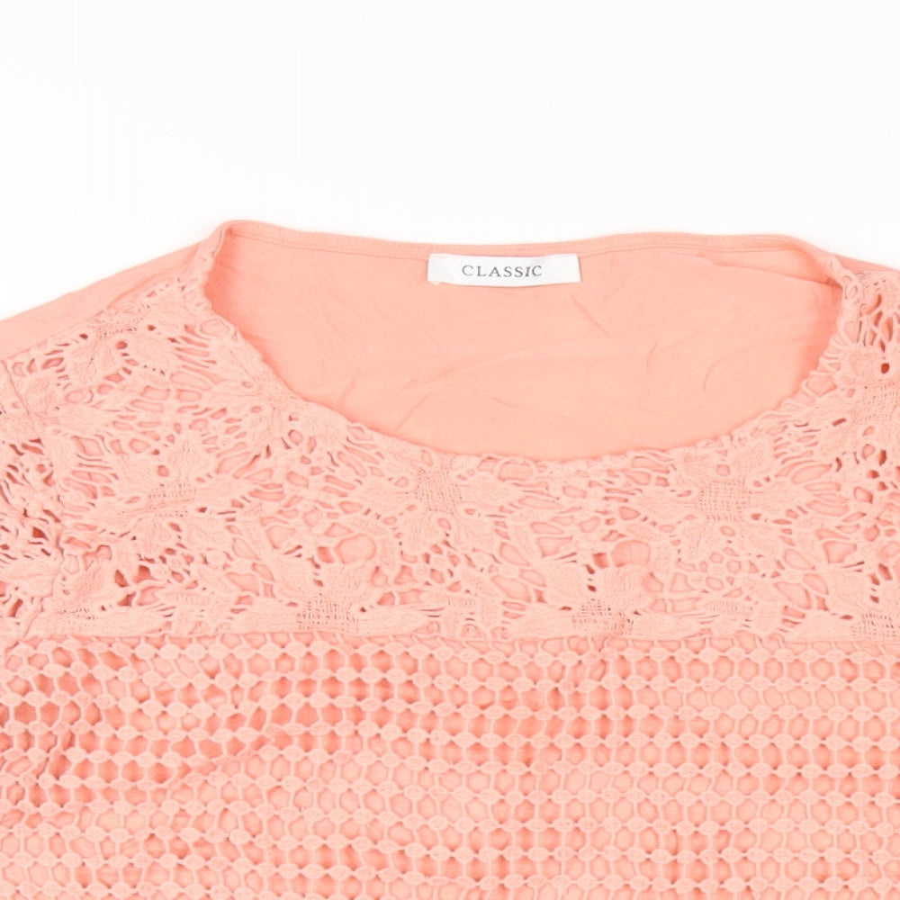 Classic Womens Pink Cotton Basic T-Shirt Size 16 Round Neck