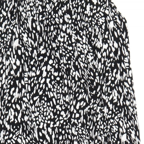 Anne Klein Womens Black Geometric Viscose A-Line Size L Scoop Neck Pullover