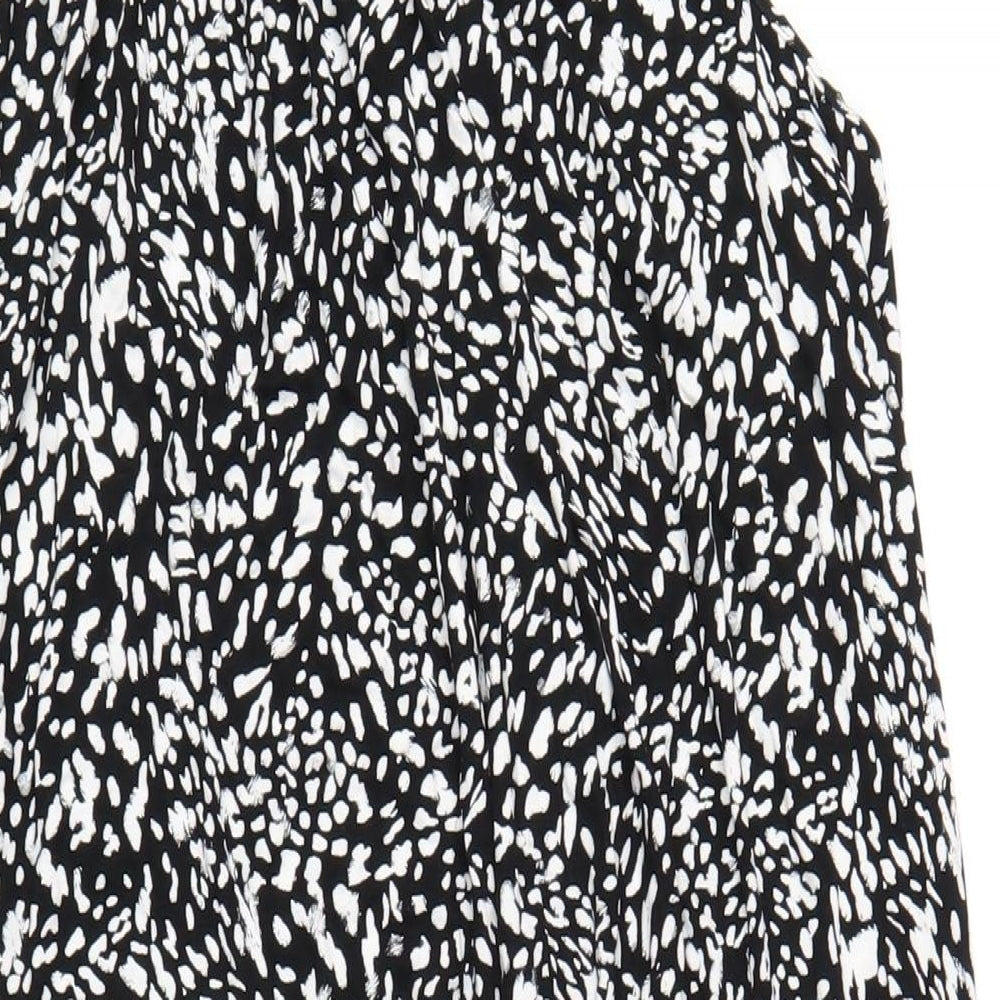 Anne Klein Womens Black Geometric Viscose A-Line Size L Scoop Neck Pullover