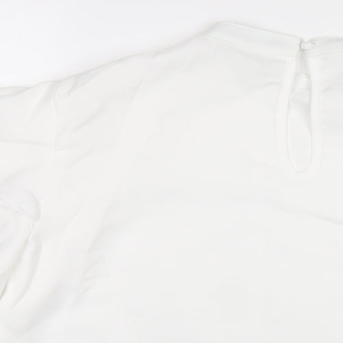 Boohoo Womens White Polyester Basic T-Shirt Size 10 Round Neck