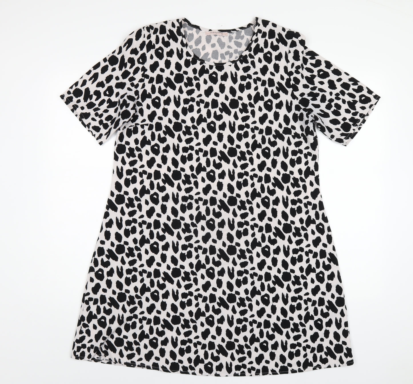 Glamorous Womens White Animal Print Polyester A-Line Size 12 Round Neck Pullover