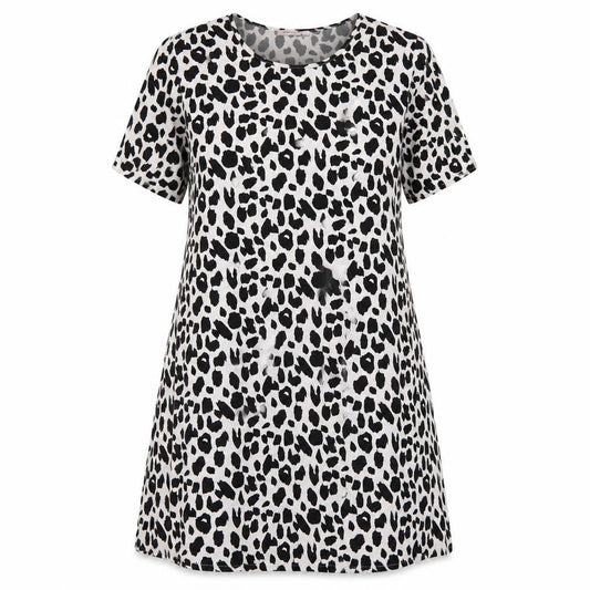 Front view of Glamorous women’s white animal print polyester a-line, size UK 12, round neck pullover