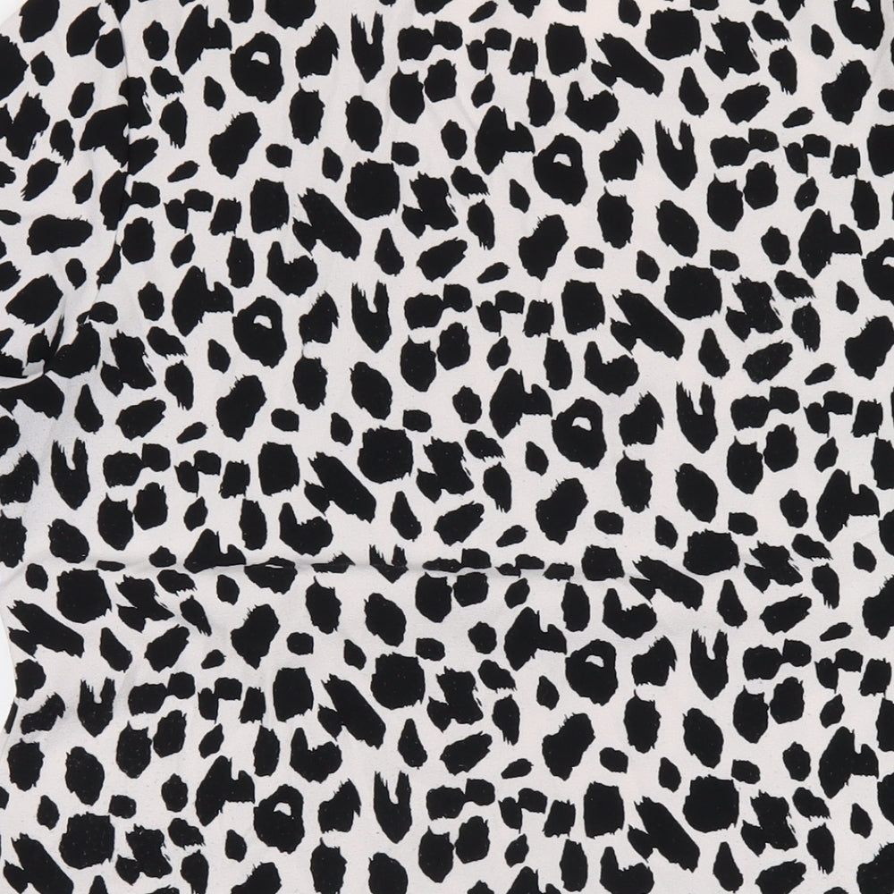 Glamorous Womens White Animal Print Polyester A-Line Size 12 Round Neck Pullover