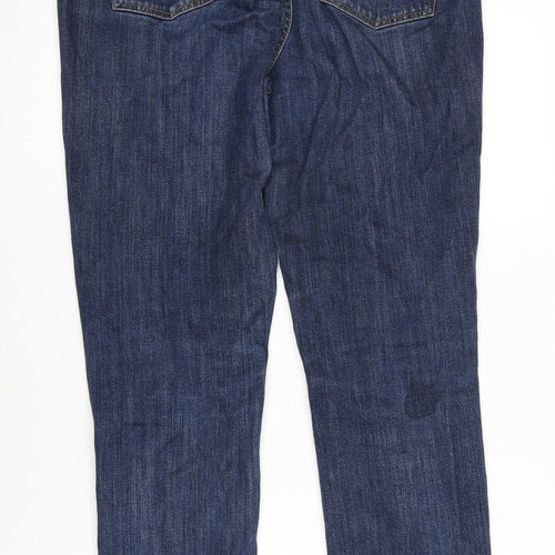 John Lewis Womens Blue Cotton Straight Jeans Size 12 L30 in Regular Zip