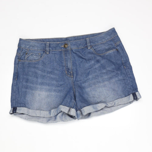 George Womens Blue 100% Cotton Boyfriend Shorts Size 14 L4 in Regular Zip