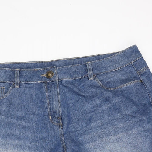 George Womens Blue 100% Cotton Boyfriend Shorts Size 14 L4 in Regular Zip