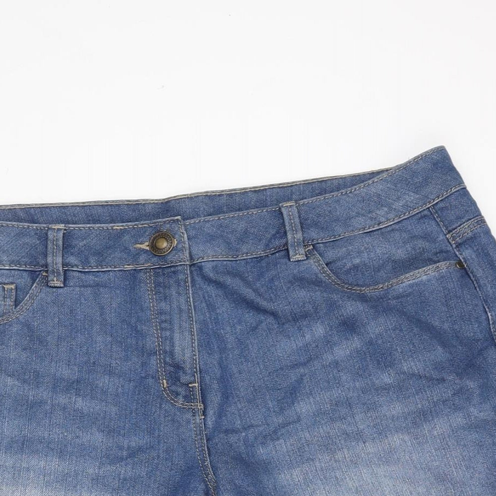 George Womens Blue 100% Cotton Boyfriend Shorts Size 14 L4 in Regular Zip