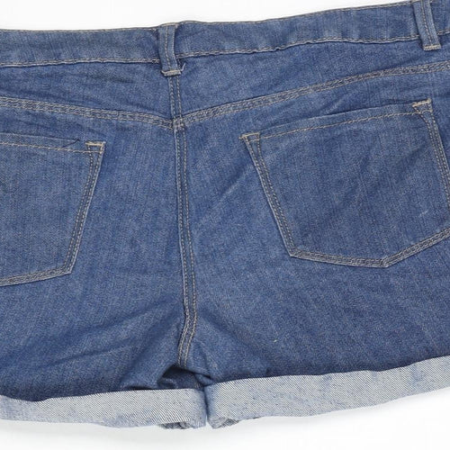 George Womens Blue 100% Cotton Boyfriend Shorts Size 14 L4 in Regular Zip