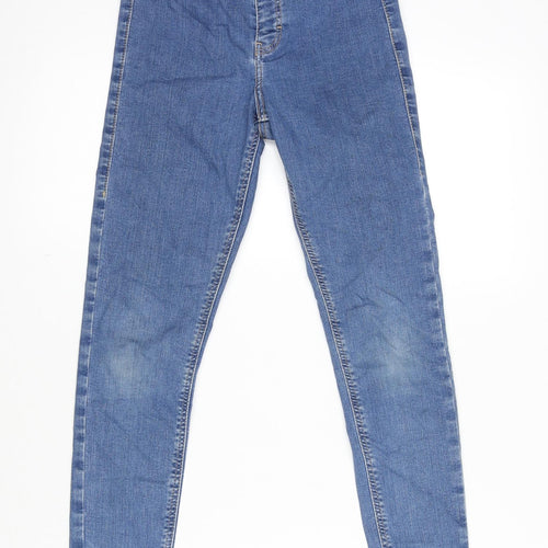 Topshop Womens Blue Cotton Straight Jeans Size 25 in L29 in Regular Zip