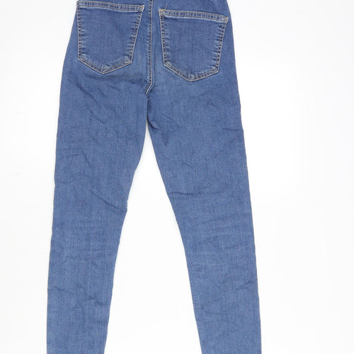 Topshop Womens Blue Cotton Straight Jeans Size 25 in L29 in Regular Zip