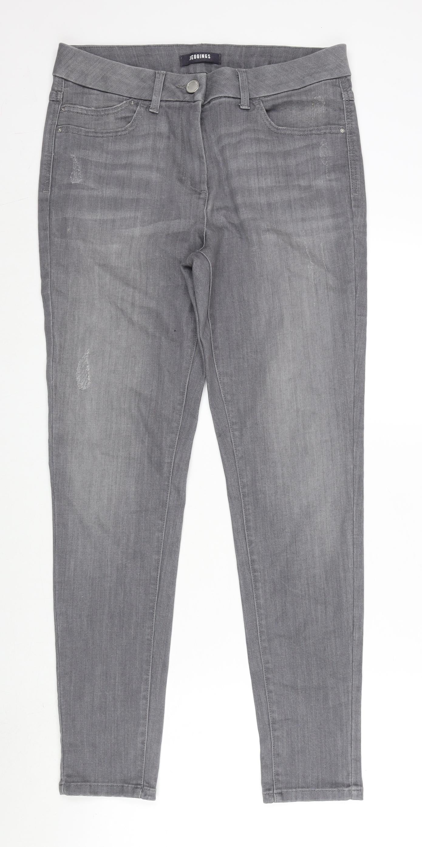 Marks and Spencer Womens Grey Cotton Jegging Jeans Size 14 L30 in Regular