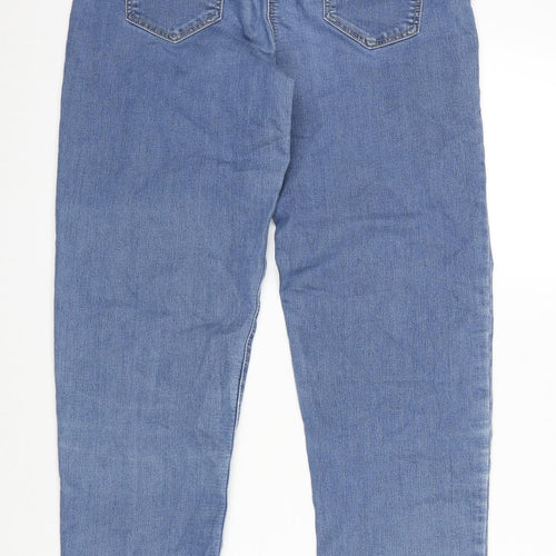 Bonmarché Womens Blue Cotton Straight Jeans Size 10 L28 in Slim Zip