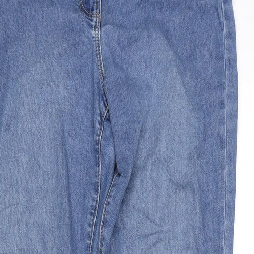 Bonmarché Womens Blue Cotton Straight Jeans Size 10 L28 in Slim Zip