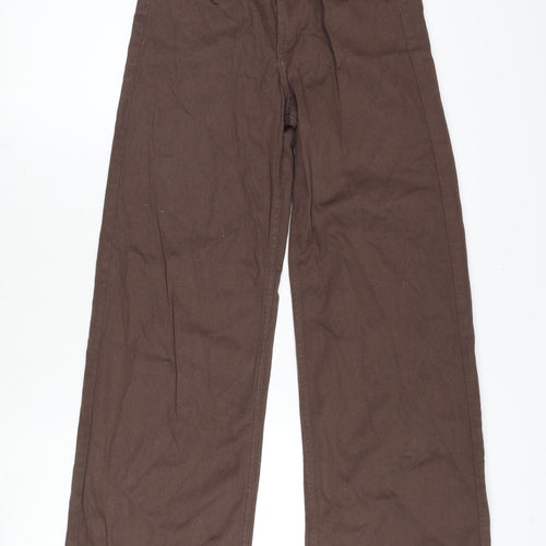 H&M Womens Brown Cotton Wide-Leg Jeans Size 6 L30 in Regular Zip
