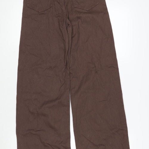 H&M Womens Brown Cotton Wide-Leg Jeans Size 6 L30 in Regular Zip