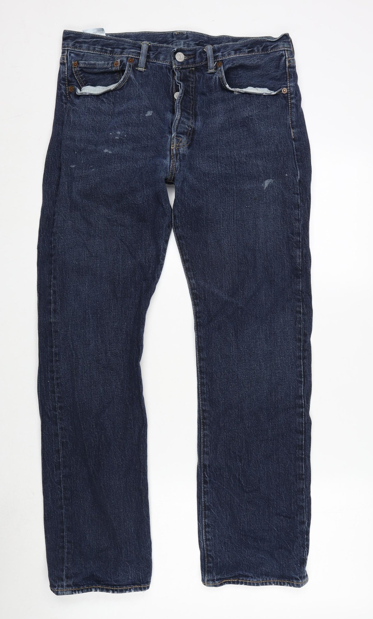 Levi's Mens Blue Cotton Straight Jeans Size 34 in L30 in Regular