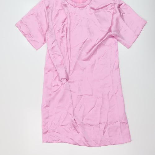 Zara Womens Pink Polyester Mini Size S Round Neck Zip