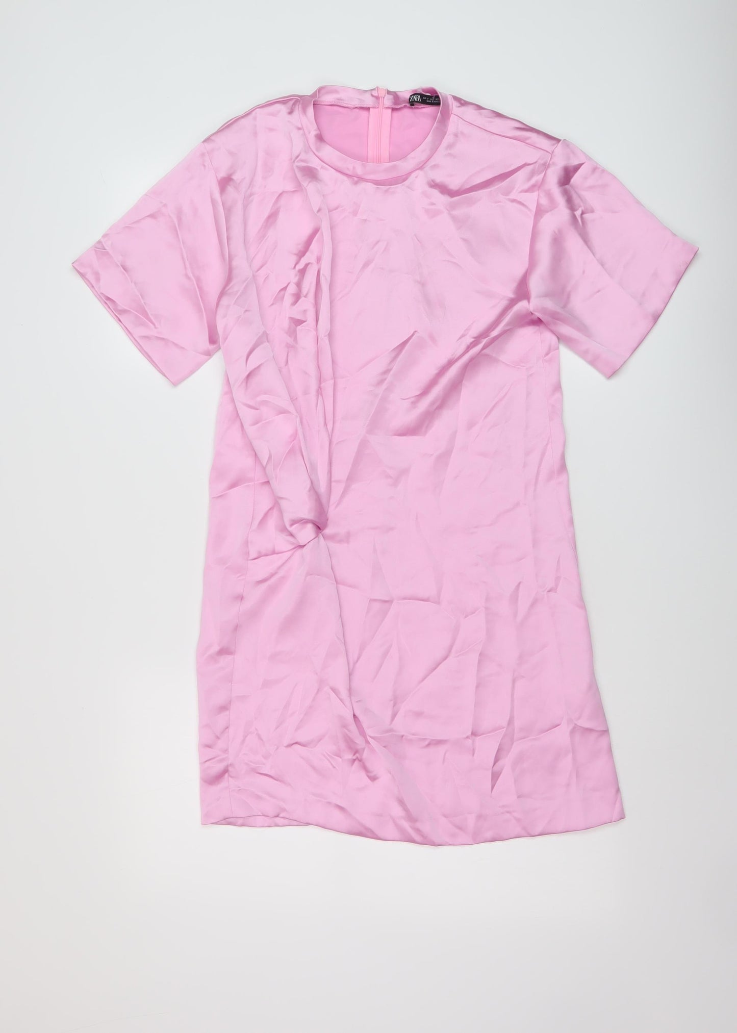 Zara Womens Pink Polyester Mini Size S Round Neck Zip