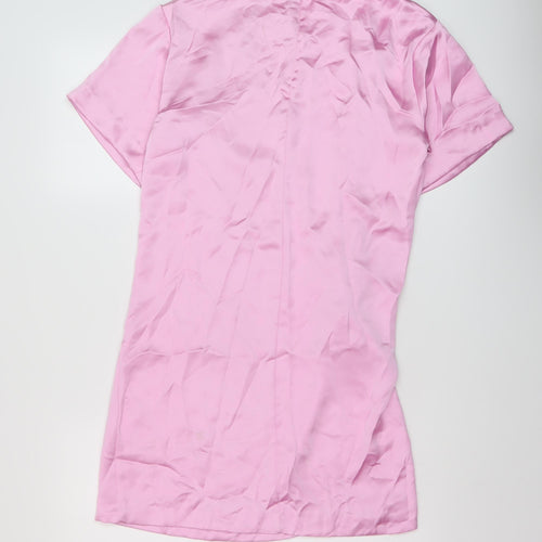 Zara Womens Pink Polyester Mini Size S Round Neck Zip