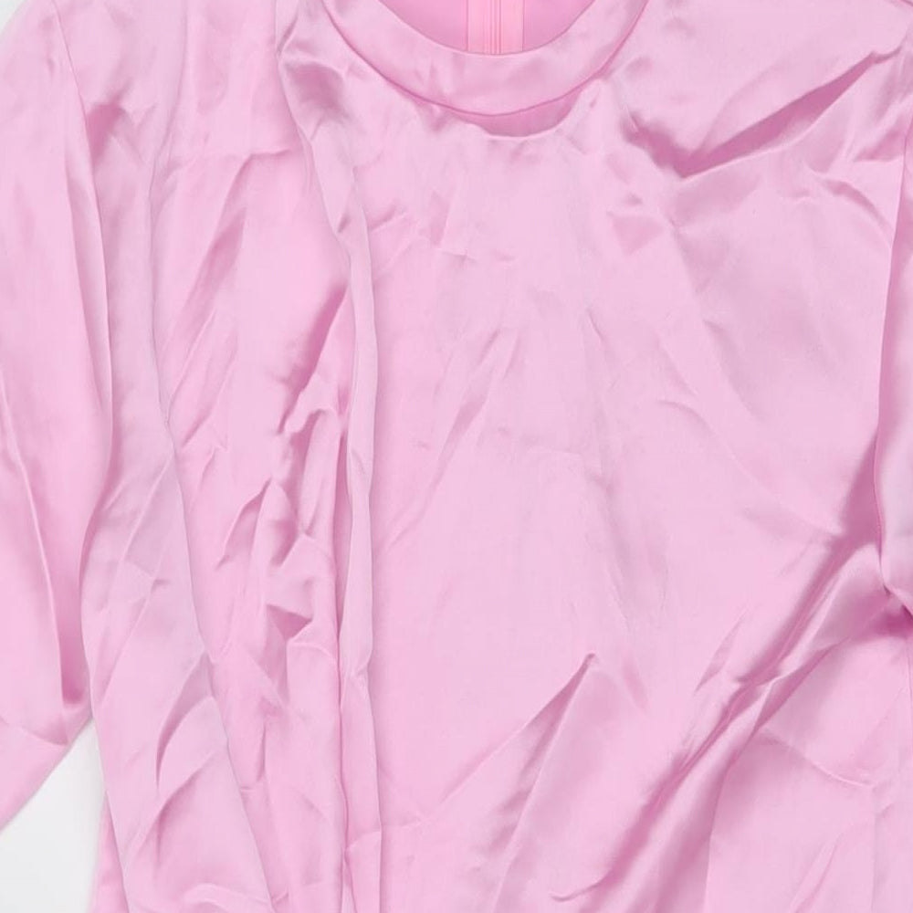 Zara Womens Pink Polyester Mini Size S Round Neck Zip