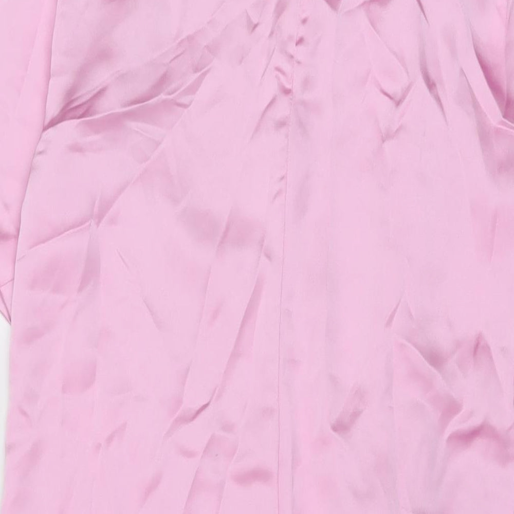 Zara Womens Pink Polyester Mini Size S Round Neck Zip