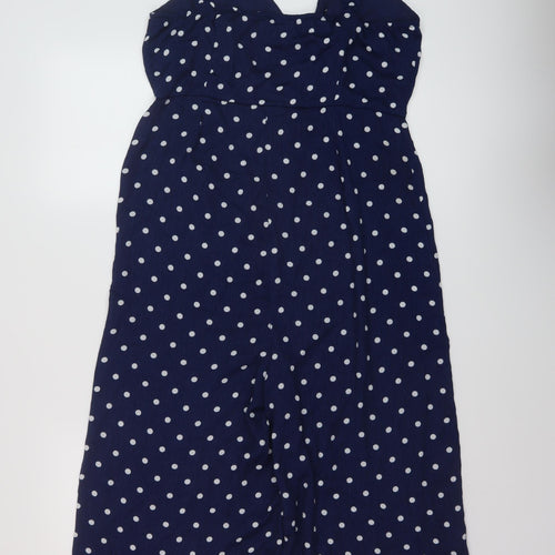 Glamorous Womens Blue Polka Dot Polyester Jumpsuit One-Piece Size 12 Button