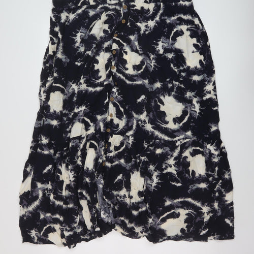NEXT Womens Blue Geometric Polyester A-Line Skirt Size 20 Button