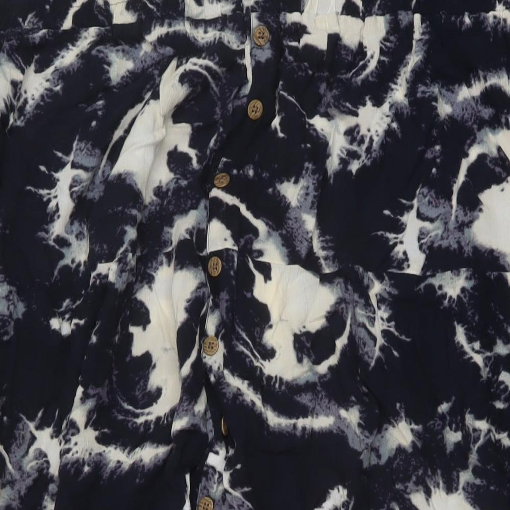 NEXT Womens Blue Geometric Polyester A-Line Skirt Size 20 Button