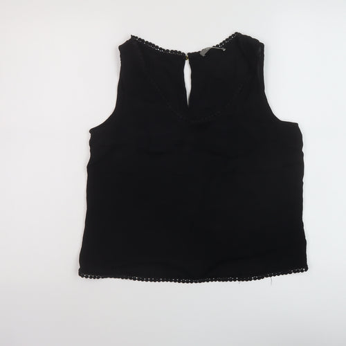 Oasis Womens Black Polyester Basic Tank Size 10 Round Neck