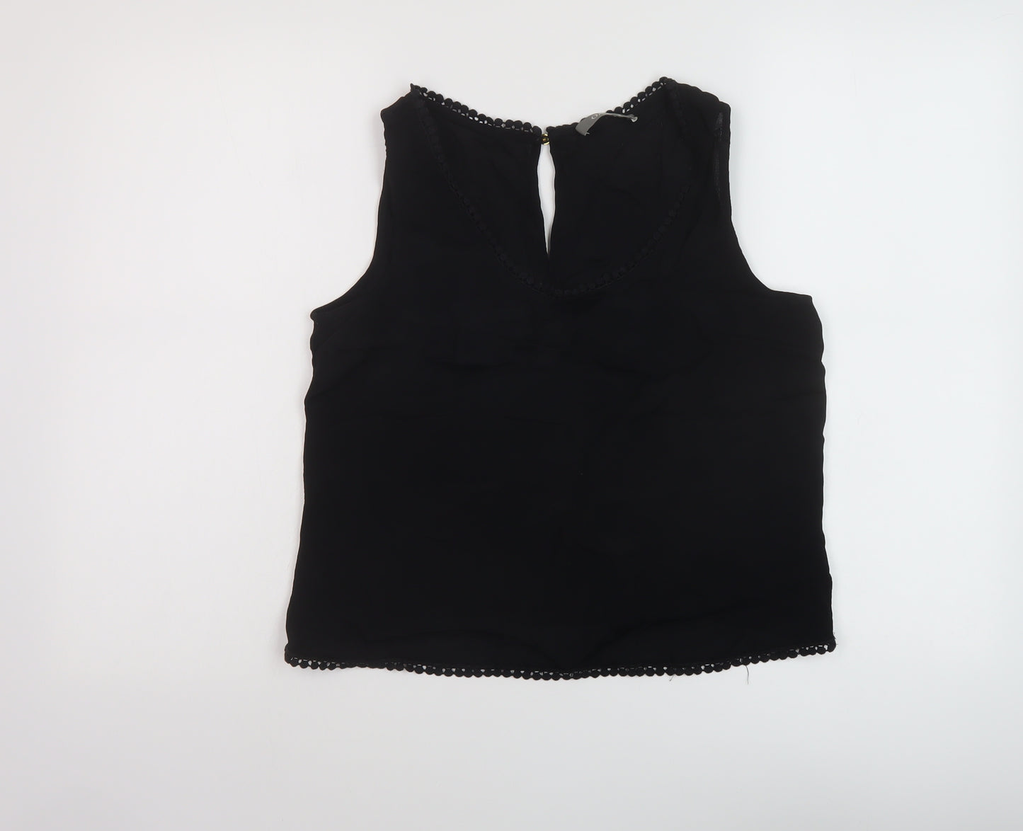 Oasis Womens Black Polyester Basic Tank Size 10 Round Neck