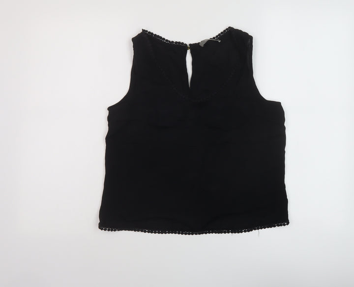 Oasis Womens Black Polyester Basic Tank Size 10 Round Neck