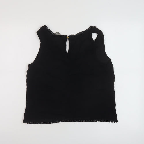 Oasis Womens Black Polyester Basic Tank Size 10 Round Neck