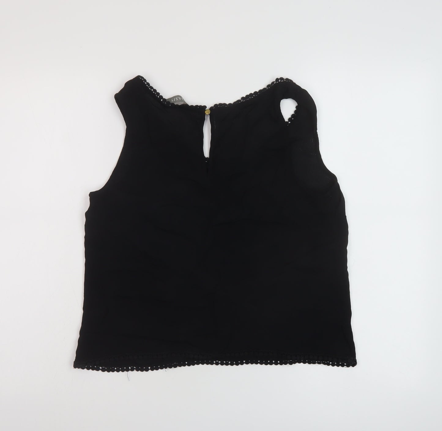 Oasis Womens Black Polyester Basic Tank Size 10 Round Neck