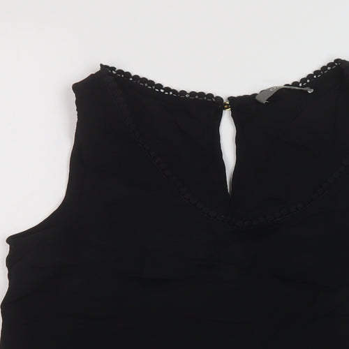 Oasis Womens Black Polyester Basic Tank Size 10 Round Neck