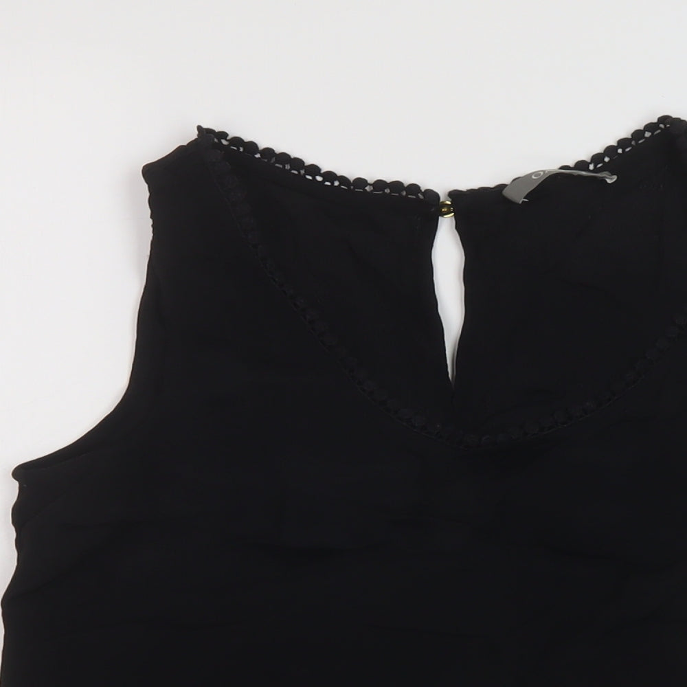 Oasis Womens Black Polyester Basic Tank Size 10 Round Neck