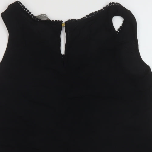 Oasis Womens Black Polyester Basic Tank Size 10 Round Neck