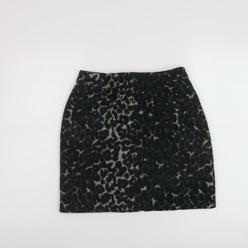 Oasis Womens Green Animal Print Polyester Mini Skirt Size 8 Zip