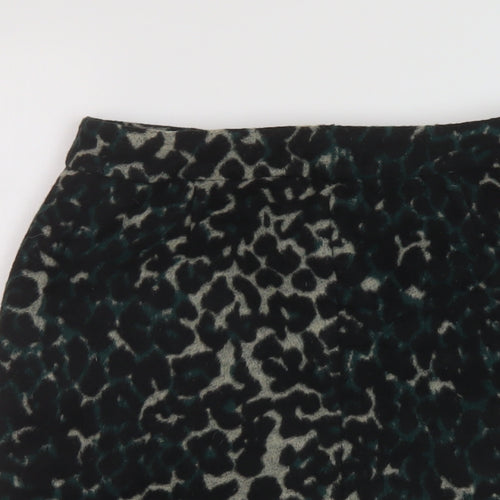 Oasis Womens Green Animal Print Polyester Mini Skirt Size 8 Zip