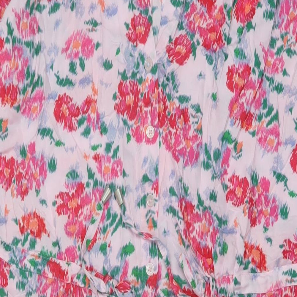 Joules Womens Multicoloured Floral Viscose A-Line Size 14 V-Neck Button