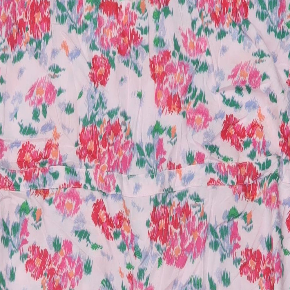 Joules Womens Multicoloured Floral Viscose A-Line Size 14 V-Neck Button