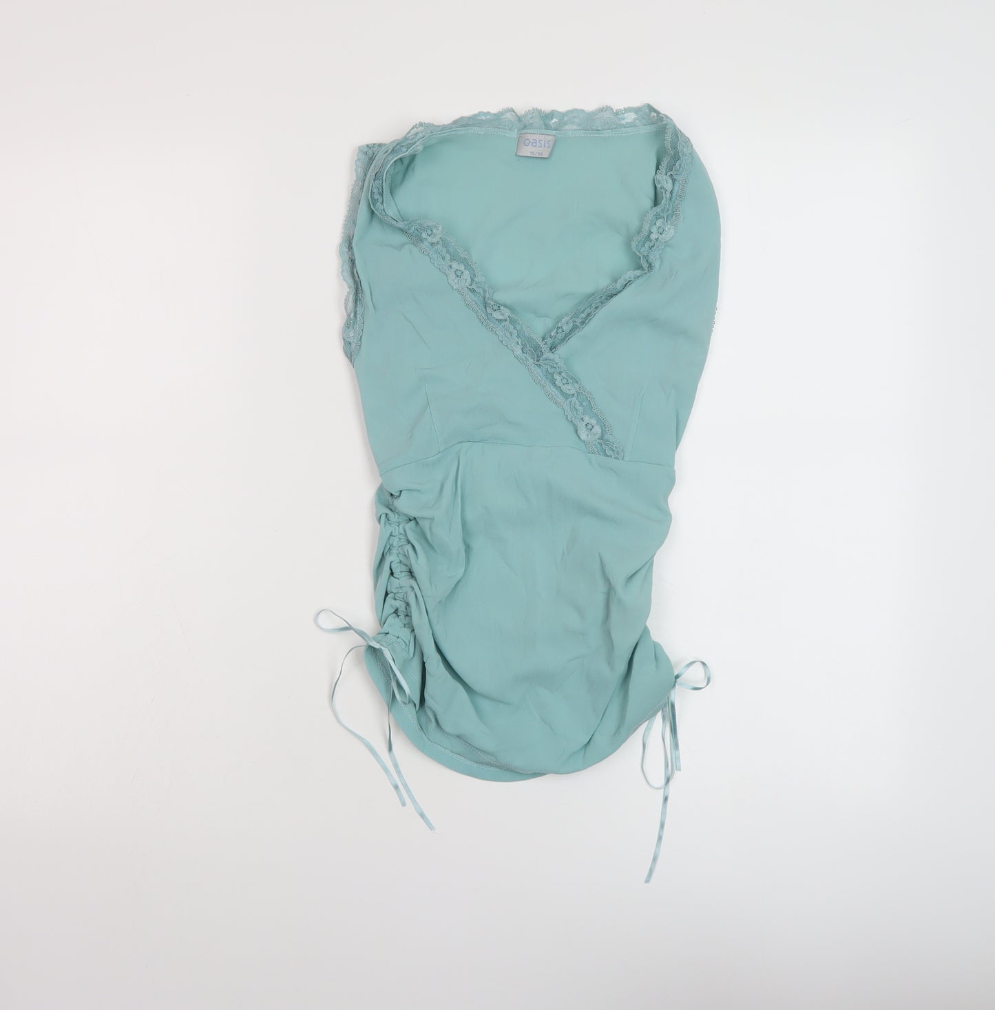 Oasis Womens Blue Polyamide Basic Tank Size 10 V-Neck