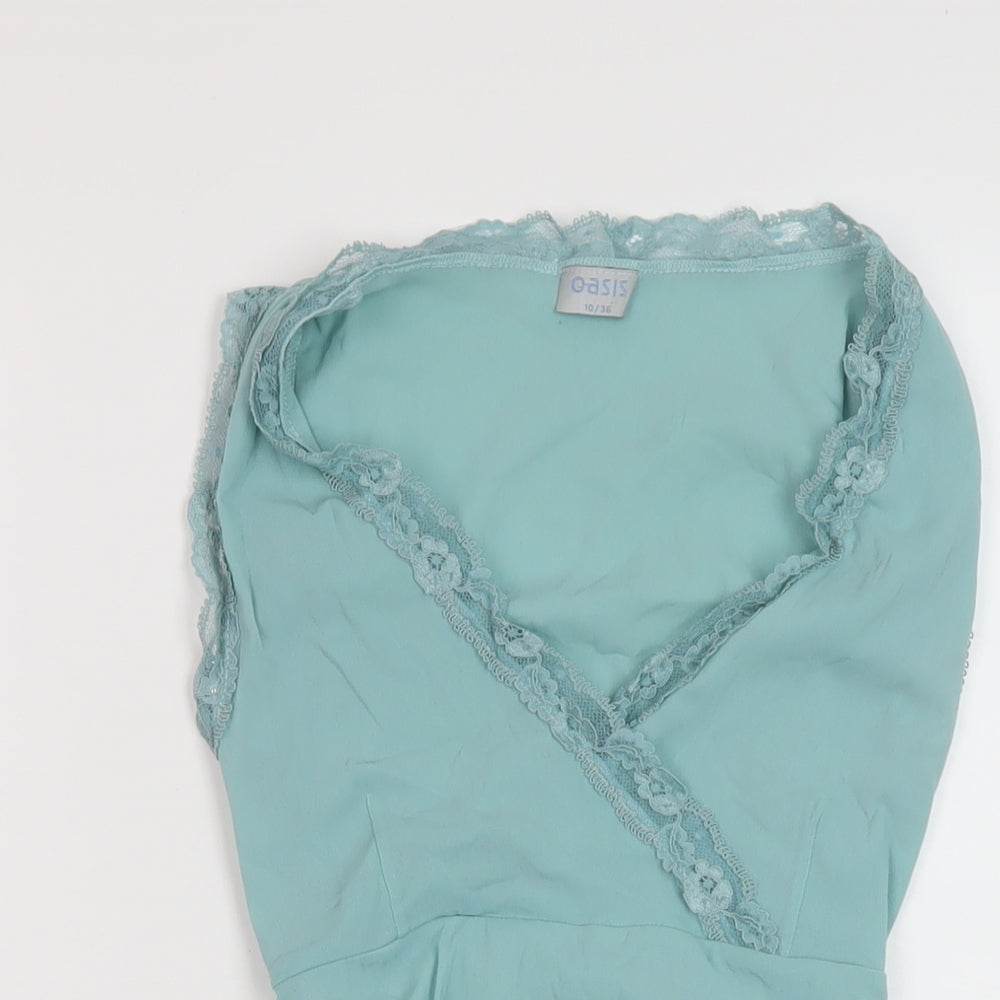 Oasis Womens Blue Polyamide Basic Tank Size 10 V-Neck