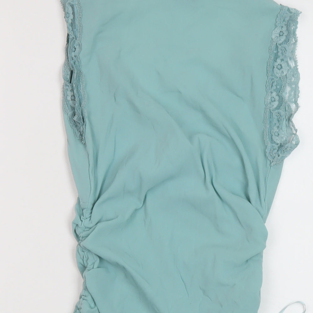 Oasis Womens Blue Polyamide Basic Tank Size 10 V-Neck