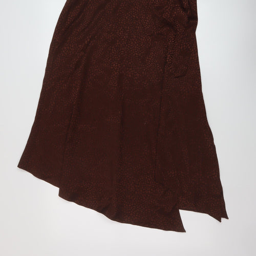 Miss Selfridge Womens Brown Animal Print Polyester A-Line Skirt Size 10 Zip