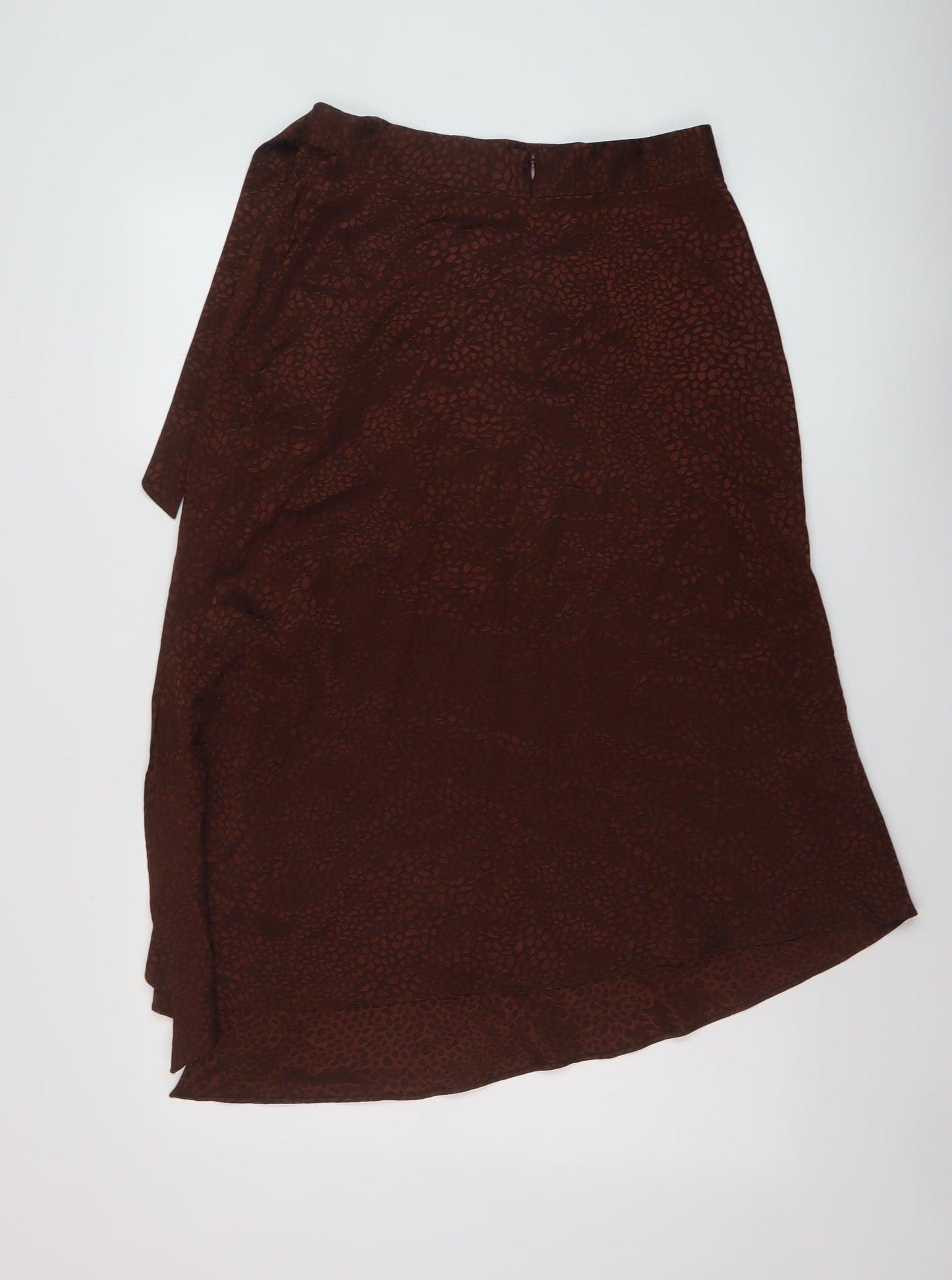 Miss Selfridge Womens Brown Animal Print Polyester A-Line Skirt Size 10 Zip
