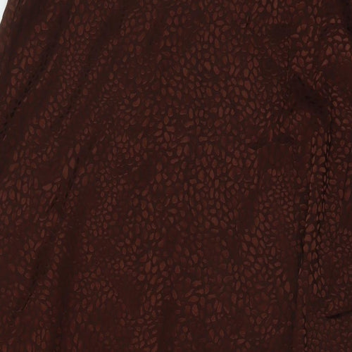 Miss Selfridge Womens Brown Animal Print Polyester A-Line Skirt Size 10 Zip