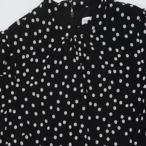 Warehouse Womens Beige Polka Dot Polyester A-Line Size 14 Mock Neck Zip