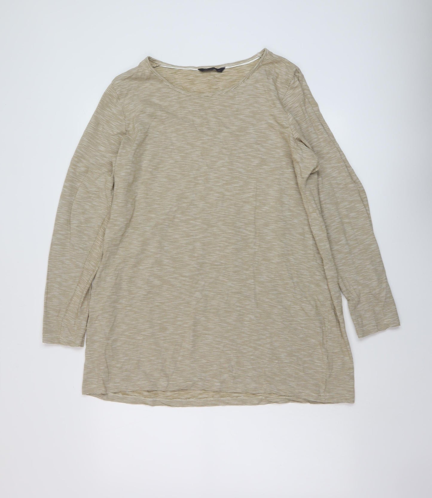 Marks and Spencer Womens Beige Cotton Basic T-Shirt Size 20 Round Neck