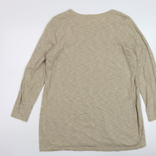 Marks and Spencer Womens Beige Cotton Basic T-Shirt Size 20 Round Neck